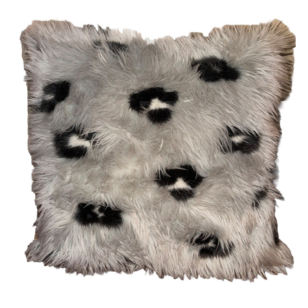 Koolaburra by Ugg Ariana Throw Pillow Leopard Gray Faux Fur Shaggy Dorm 20 X 20"